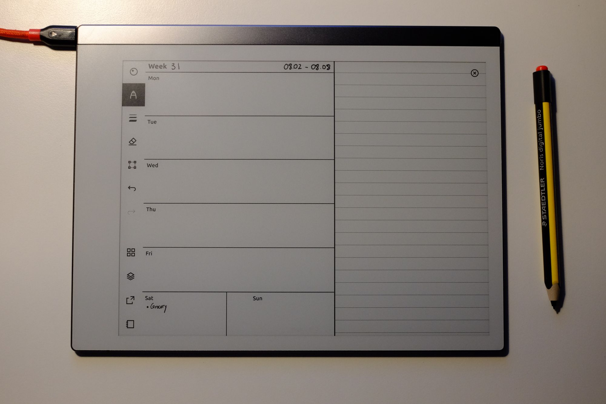 Weekly Journal Template for reMarkable