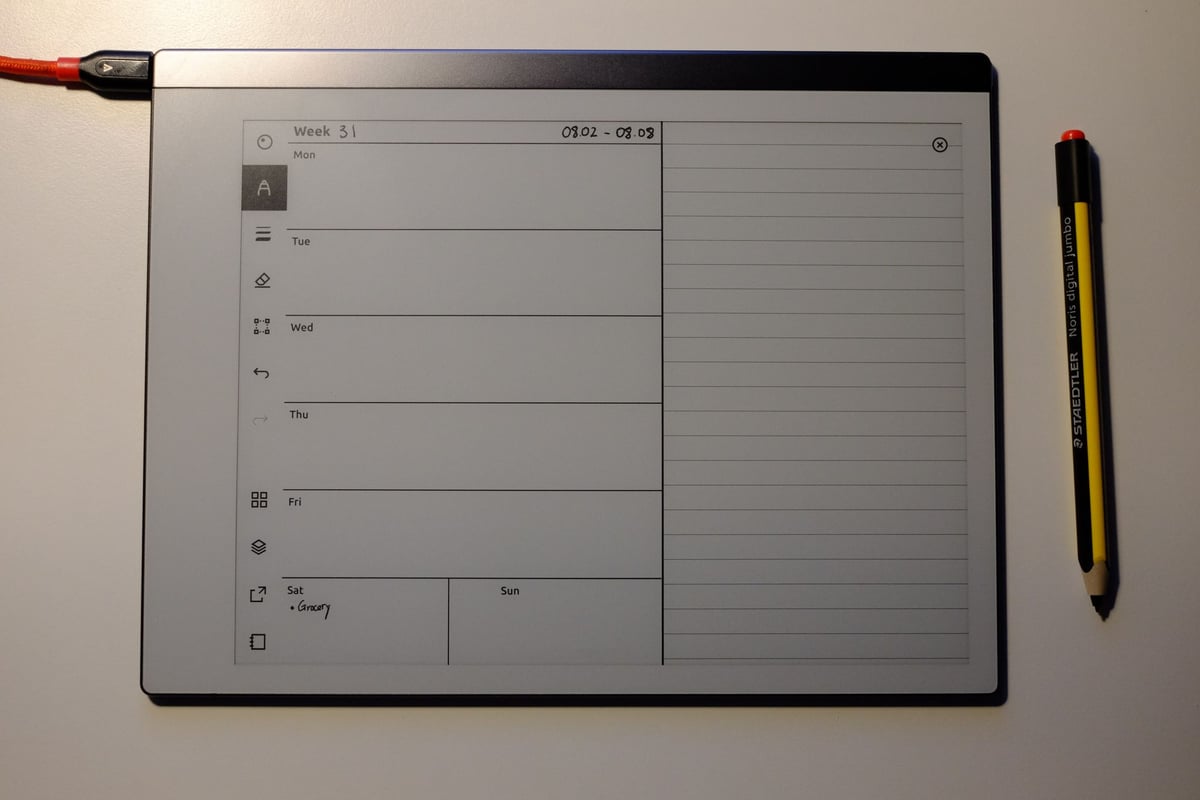 Weekly Journal Template for reMarkable